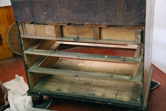 Drawer runners repair antique chest.