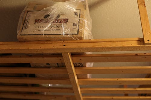 Garage ceiling racks Closeup.