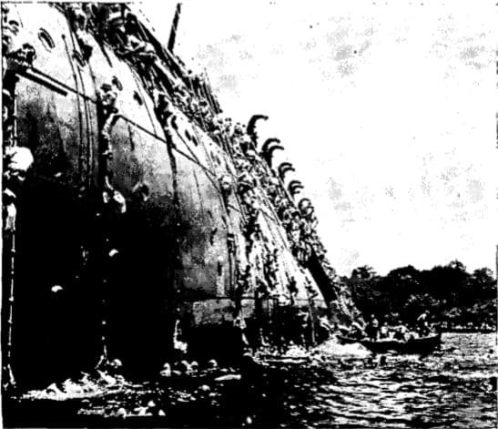 Abandoning U.S.S. President Coolidge WWII.