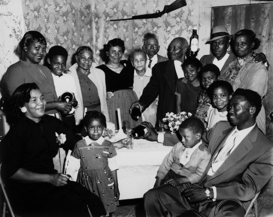Vintage african-american large family 1940s.