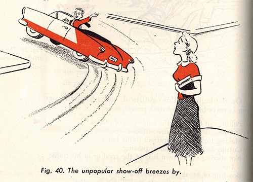 Vintage car driving manual illustration.