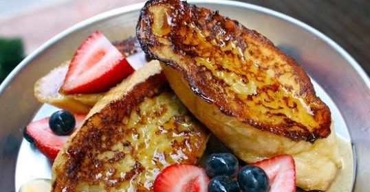 perfect french toast with real french bread and fresh berries