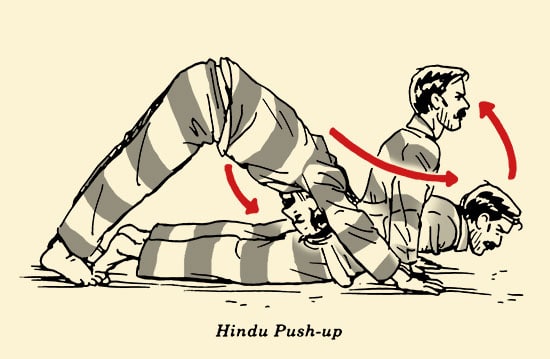  illustration, Hindu push-up, prisoner workout, bodyweight exercises, convict conditioning