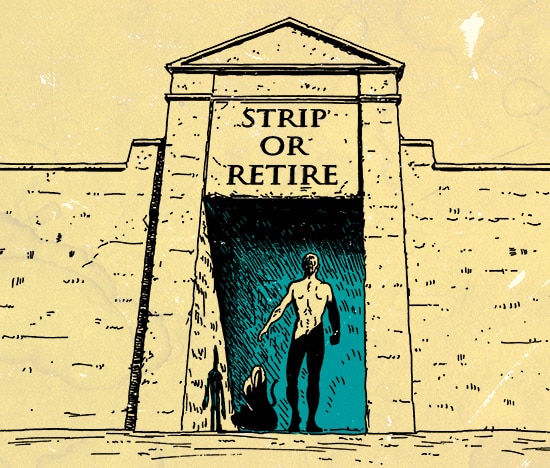 Strip or Retire skin in the game illustration.