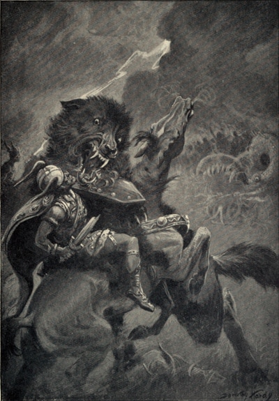 Odin and fenrir.