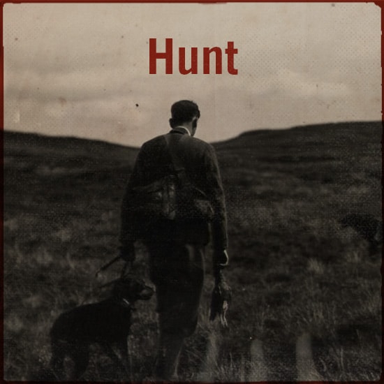 Hunting with a dog.