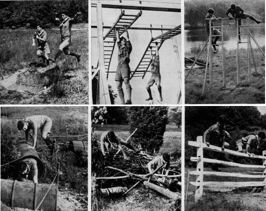 Vintage boy scout 1940s obstacle course.