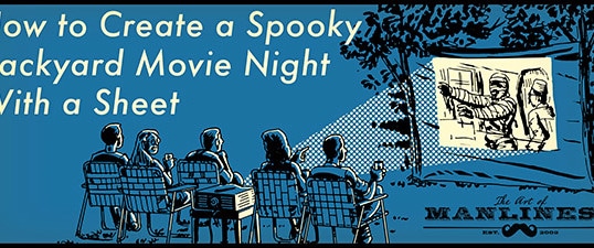 create a backyard movie night with a sheet