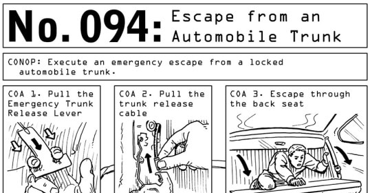 No. 04 manages to escape from the car trunk.