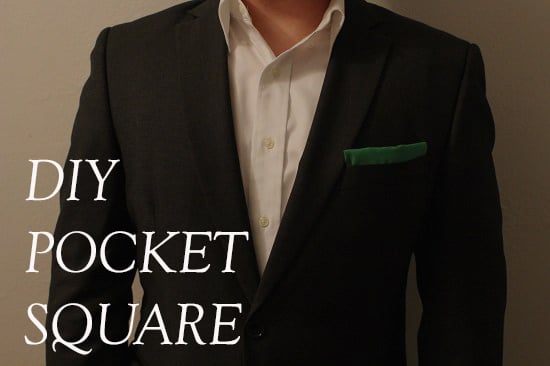 Diy pocket square green cotton fabric for a suit. 