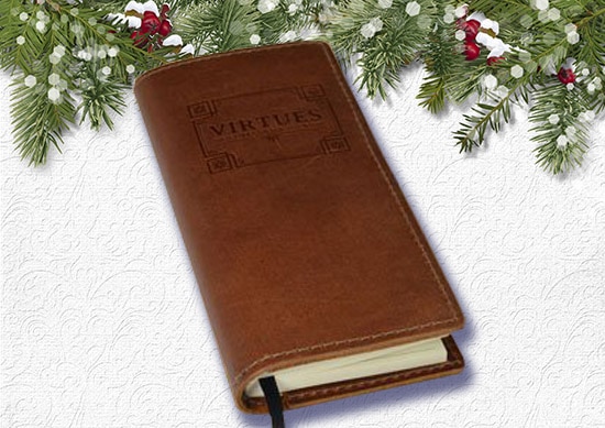 The Benjamin Franklin Virtue Journal with White Christmas Background