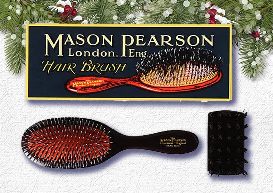 Mason Pearson Handy Brush with Christmas Background.