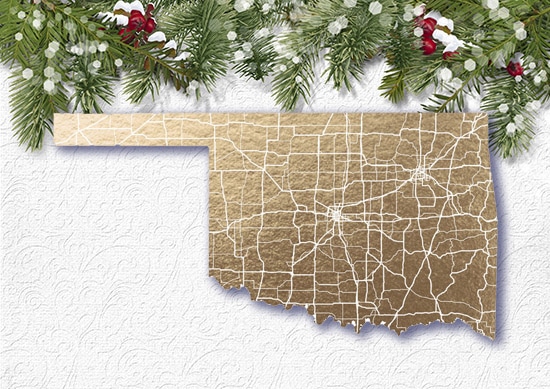 Minted Foil Map Print white Christmas Background.