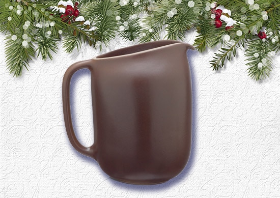 Heath Ceramics Pitcher with White Christmas Background.