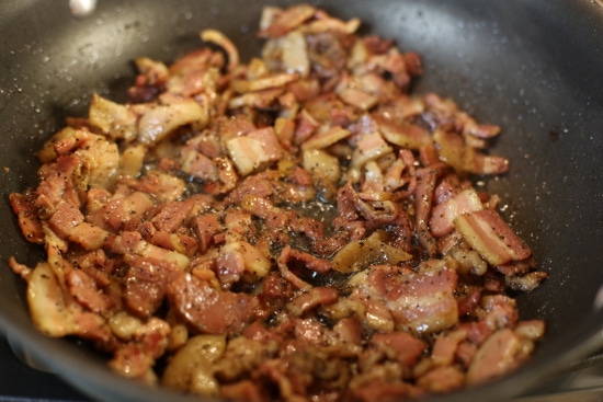 Cooking Bacon in Skillet .