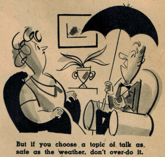 Vintage varsity magazine illustration meet her parents 1948.