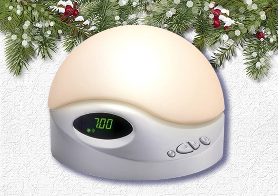 Bio Brite Sunrise Alarm Clock White Christmas Background..