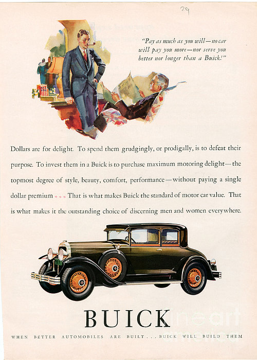 Vintage Buick Car ad advertisement 1930s 1940s.