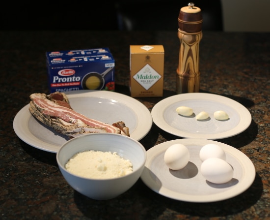 Ingredients for one Pan pasta Carbonara.