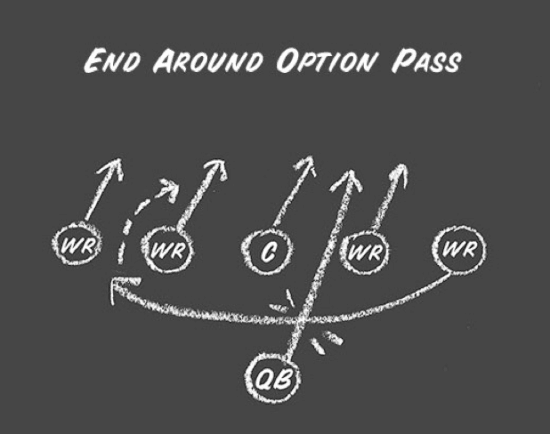 Backyard Football Play Diagram End Around option pass.