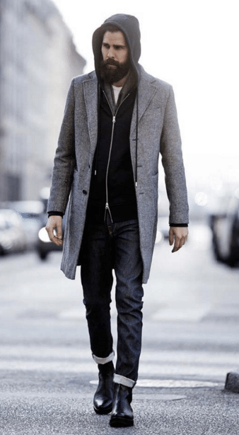 Grey coat cheap mens outfit