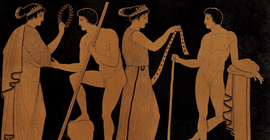 A painting of a group of men and a woman showcasing status.