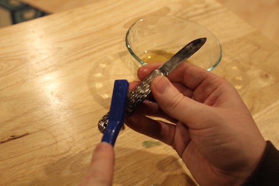 Restore antique vintage pocket knife brass brush handle.