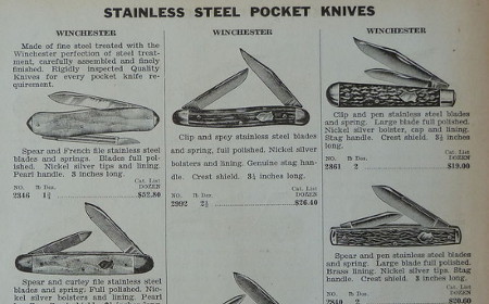 A vintage black and white ad for pocket knives.