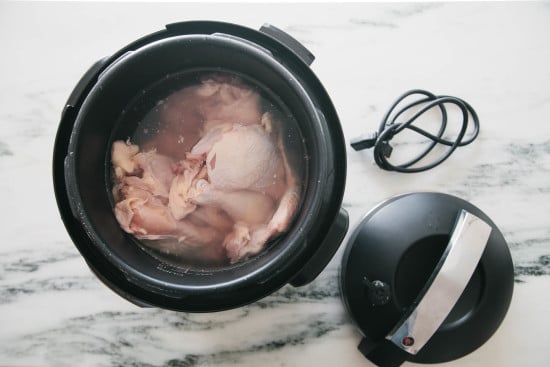 Making chicken in pressure cooker. 