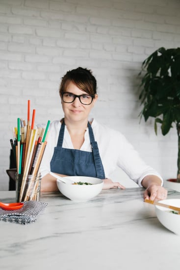 Chef Sarah is make ramen. 