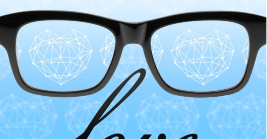A pair of glasses with the word love on them.