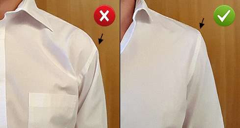 shoulder seam loose vs correct fit 