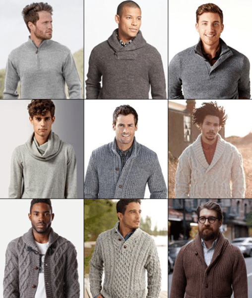 A collections of large collar sweaters.