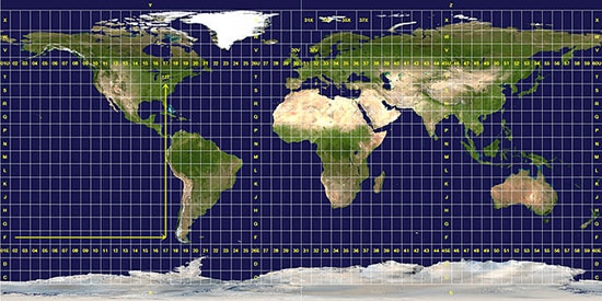 Grid lines of world map. 