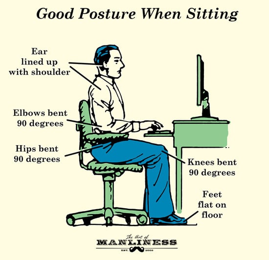 A man sitting with good posture illustration.