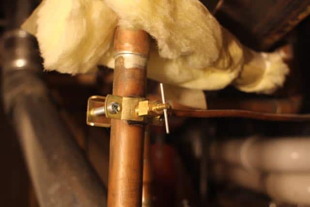 A small water shut off valve. This is for the humidifier built into our HVAC system.