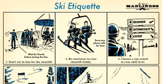 An illustrated guide on ski etiquette for skiers.