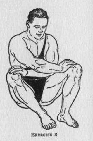 Strongman bodybuilder doing exercise for bodyweight hip illustration.