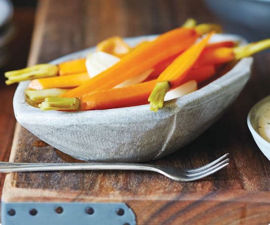 Spicy Sweet Pickled Carrots in bowl.
