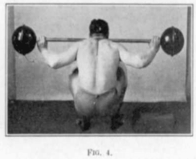 Strongman bodybuilder doing exercise for barbell knee bend illustration.