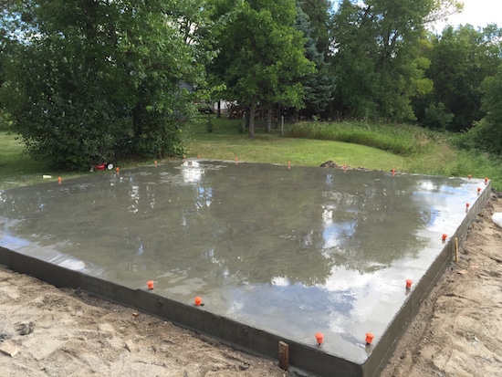 Cube shape Concrete floor in a garden. 