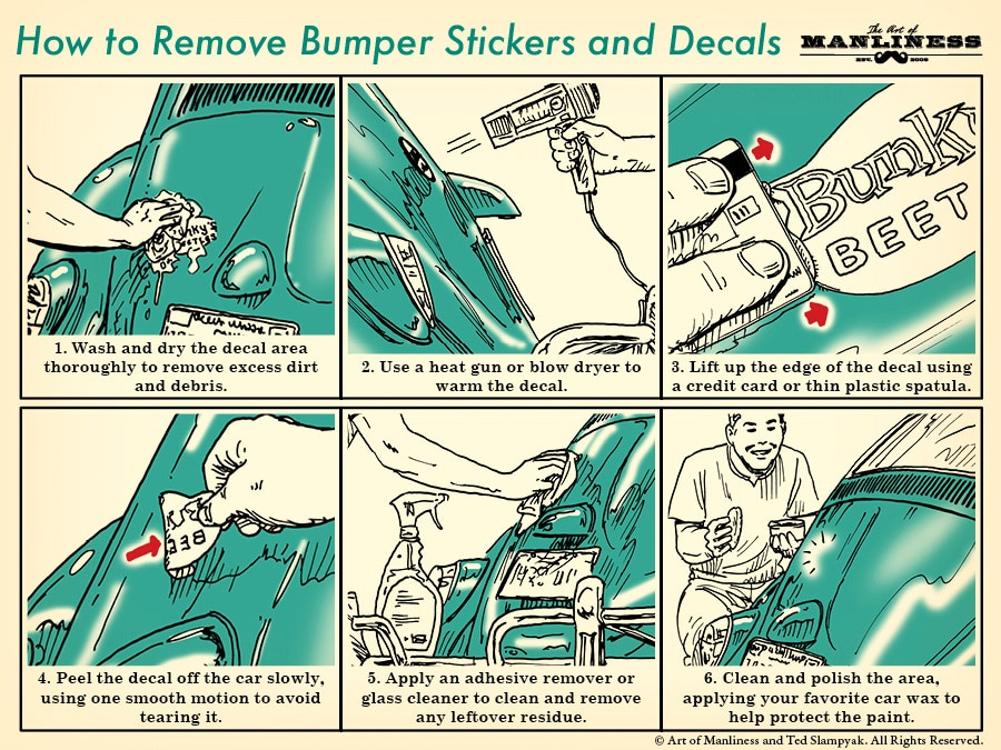 How to Remove Car Decals bumper stickers illustration.