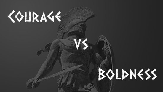 Courage VS boldness spartan warrior statue.