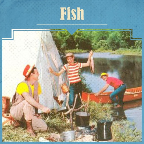 Father and Children Fishing illustration.