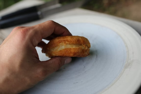 Pineapple upside down donut campfire dessert.