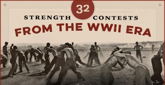 Experience 32 strength contests from the WWII era, showcasing physical prowess and determination.