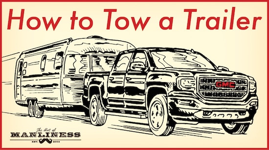 Gmc truck towing an airstream trailer illustration. 