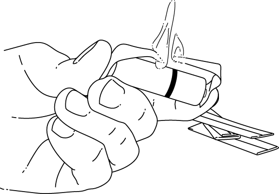 Gum wrapper fire survival hack illustration.