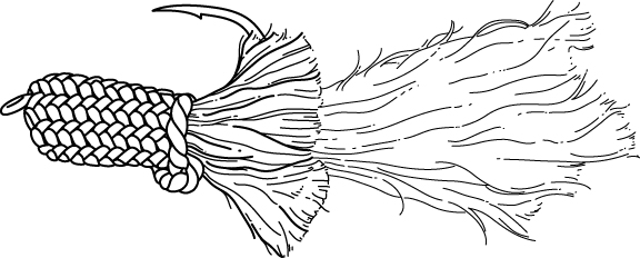 Paracord fishing fly survival hack illustration.