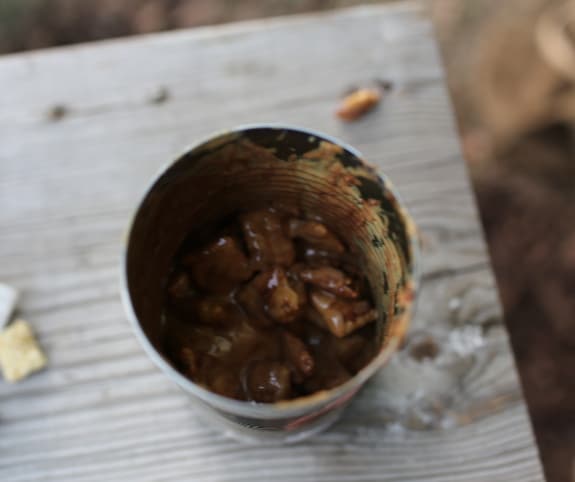 Puppy chow in can campfire dessert.